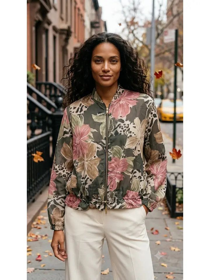 Lightweight Olive Lily Leopard Zip Shirt O/S