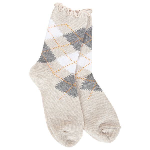 Weekend Collection Argyle Ruffle Mini Crew Oatmeal
