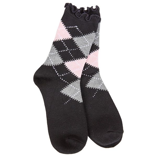 Weekend Collection Argyle Ruffle Mini Crew Black