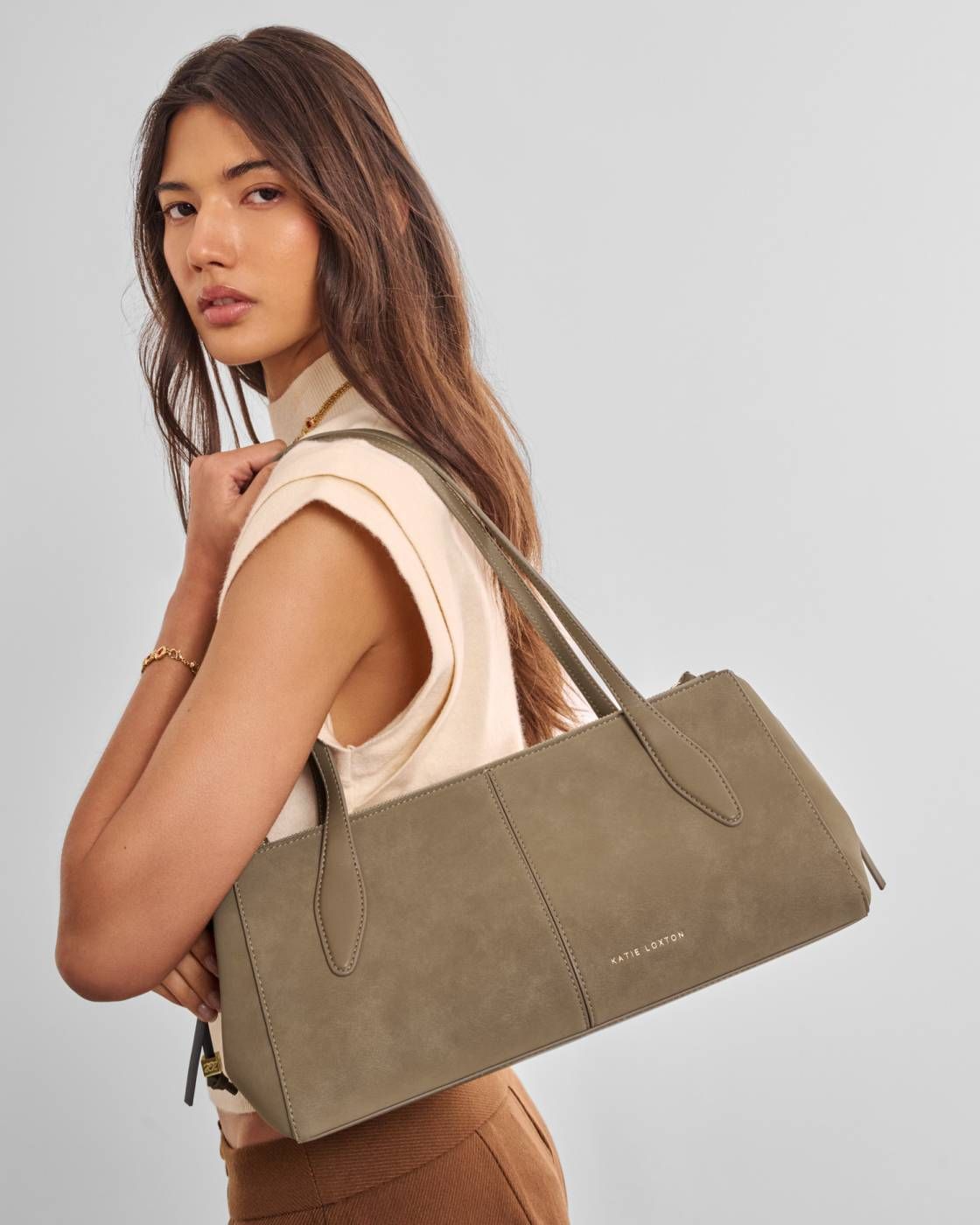 Hattie Shoulder Bag | Taupe Suedette