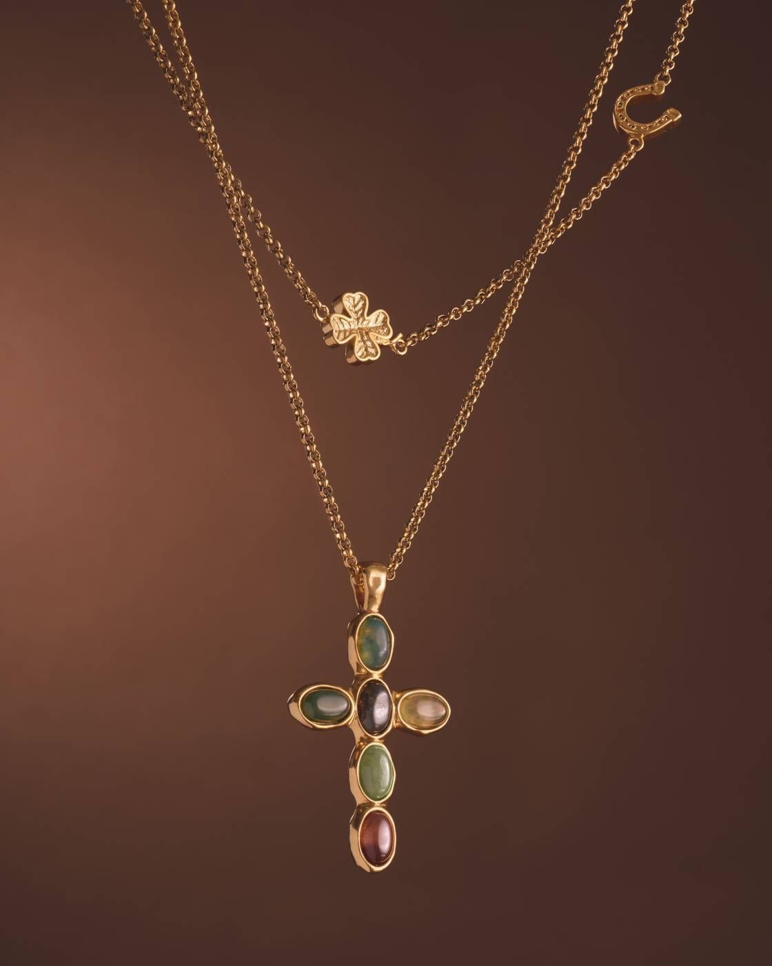 Green Agate Cross Necklace