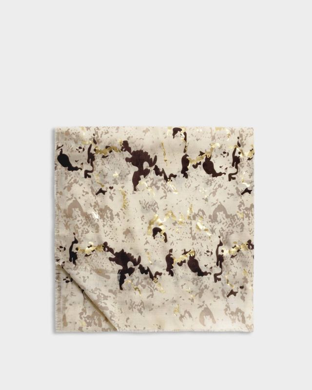 Printed Foil Scarf Snake Sand Taupe