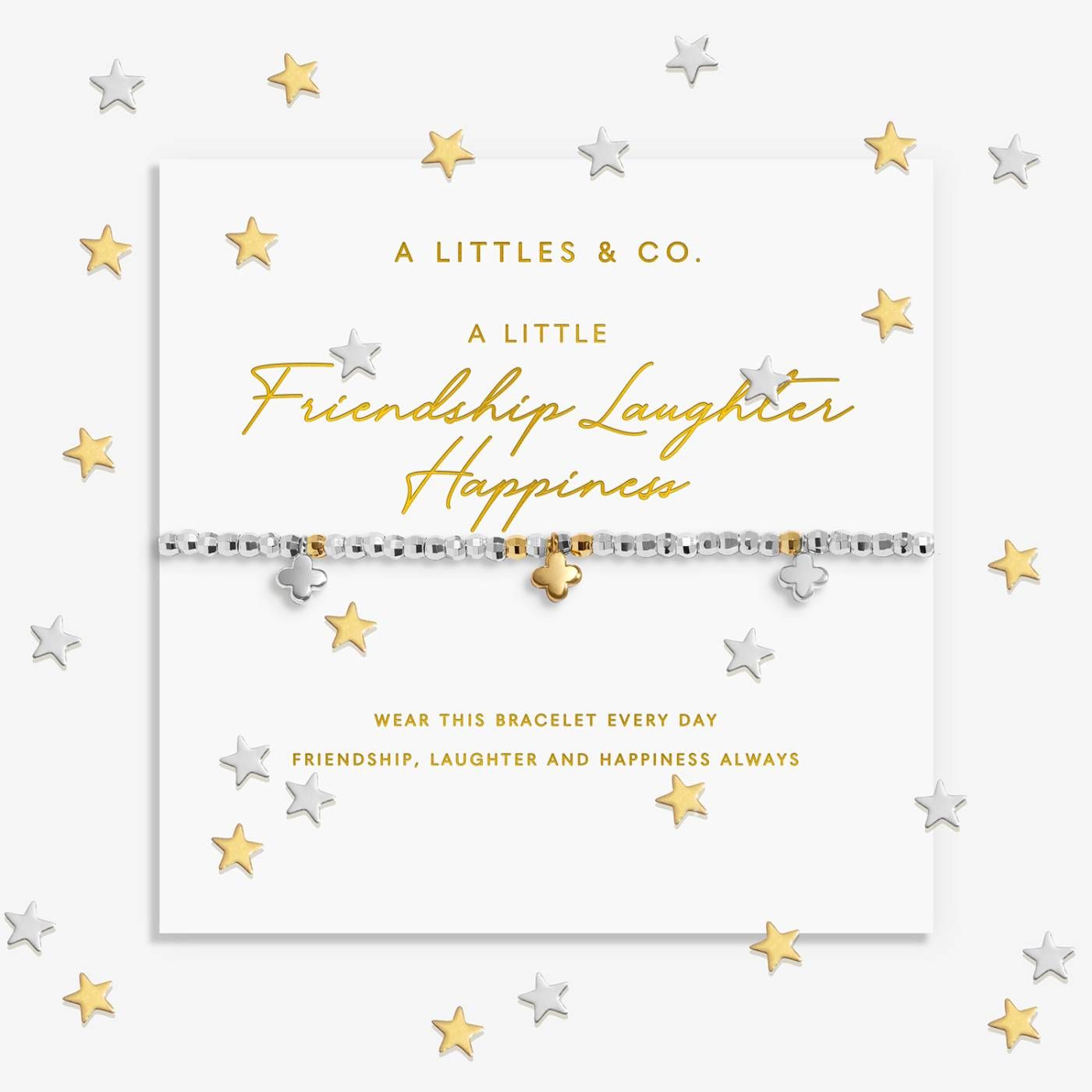 A Little 'Friendship, Laughter, Happiness' Bracelet In Silver and Gold-Tone Plating
