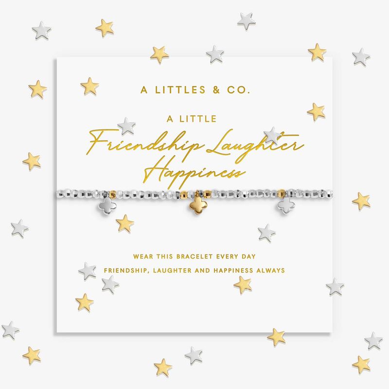 A Little 'Friendship, Laughter, Happiness' Bracelet In Silver and Gold-Tone Plating