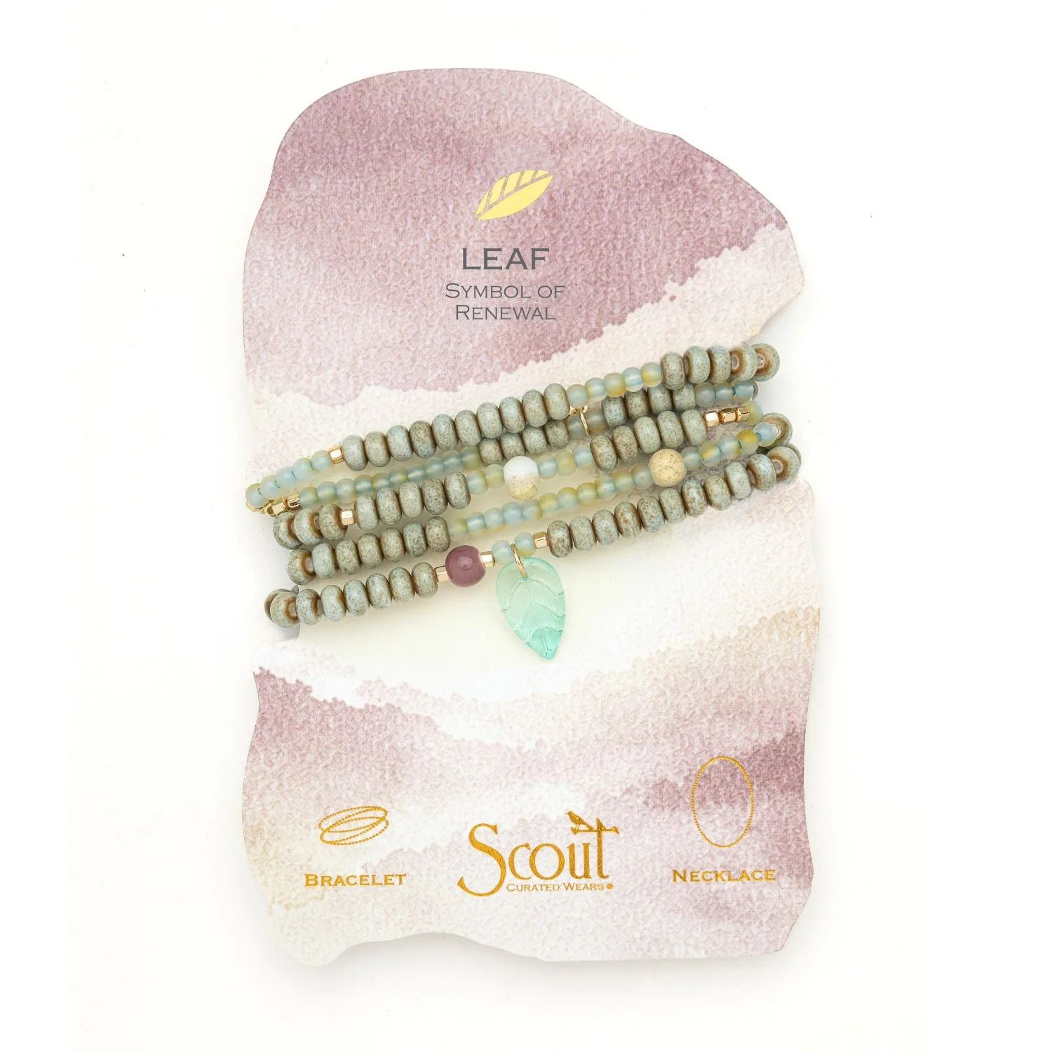 Ceramic Bead Wrap Bracelet/Necklace Renewal/Leaf