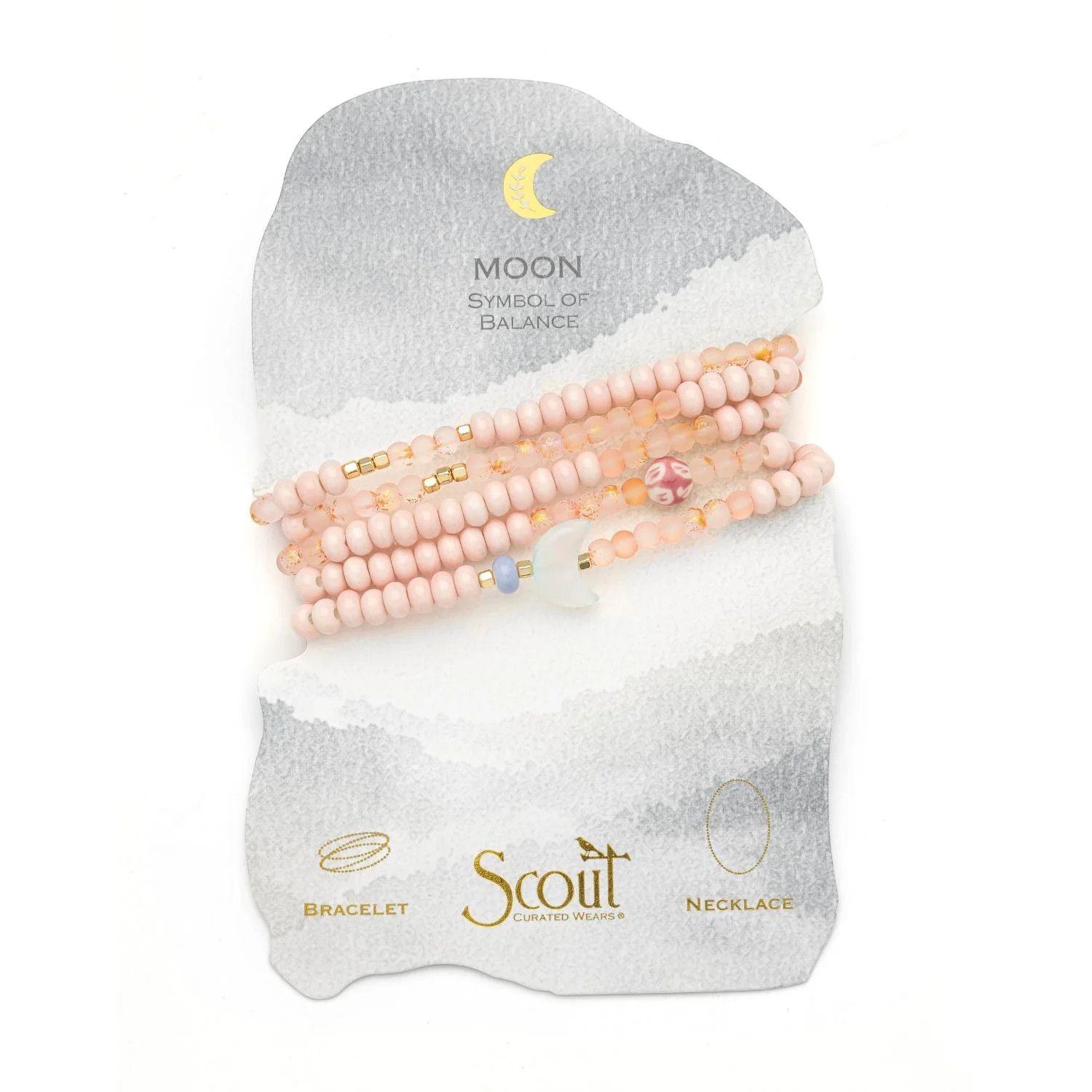 Ceramic Bead Wrap Bracelet/Necklace - Balance/Moon