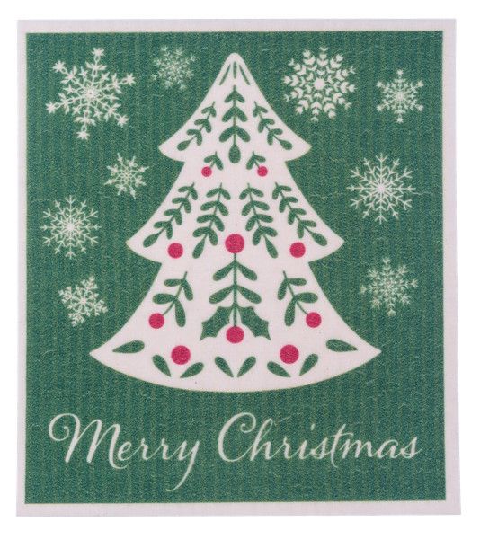 Scandi Reusable Dish Cloth - Assorted Christmas, Color: Tree