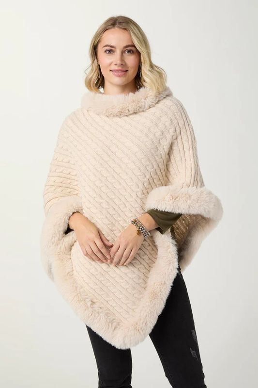 Modena Poncho with Faux Fur Trim