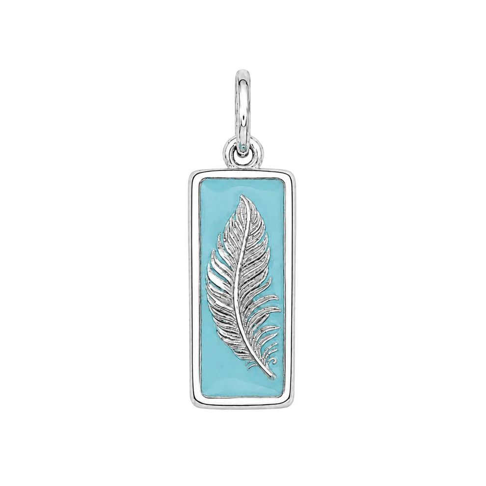 Feather Pendant, Color: Sterling Silver /Robins Egg Blue