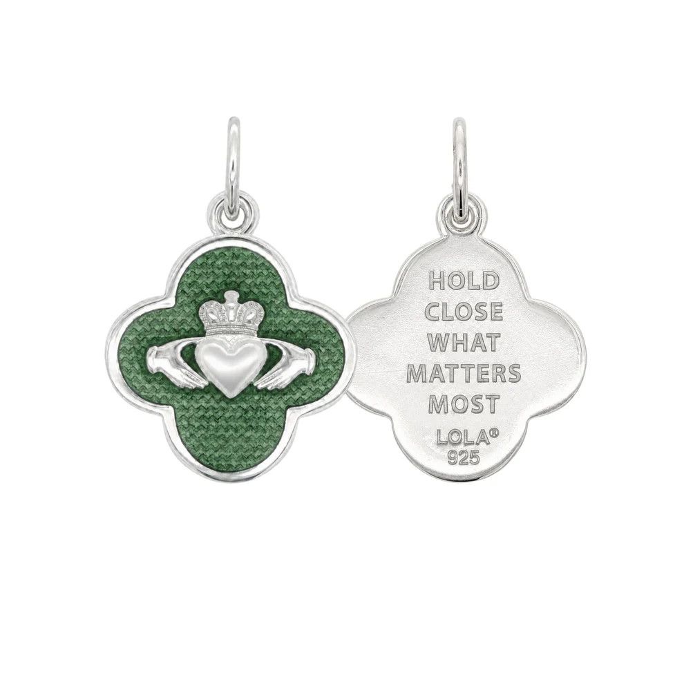 Claddagh , Size: Sterling Silver / Sage Green