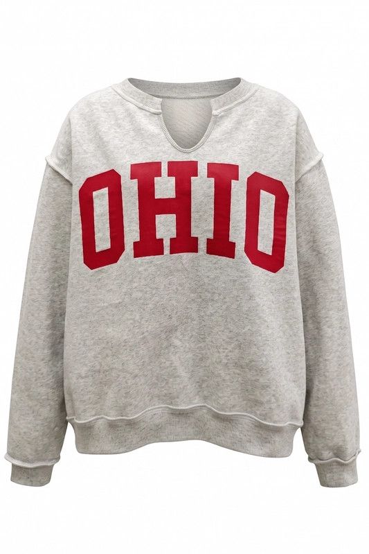 Split-Neck Reversible OHIO/OH Fleece Sweatshirt