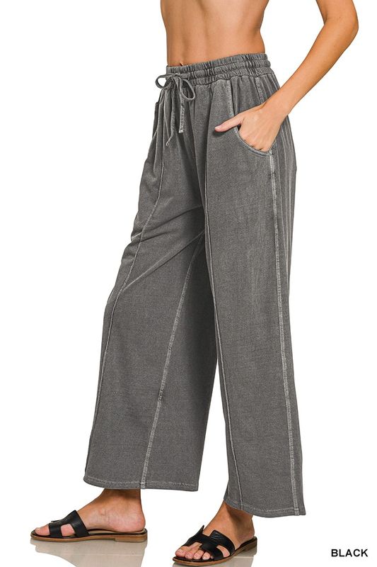 French Terry Wide Leg, Enzyme Wash Pants