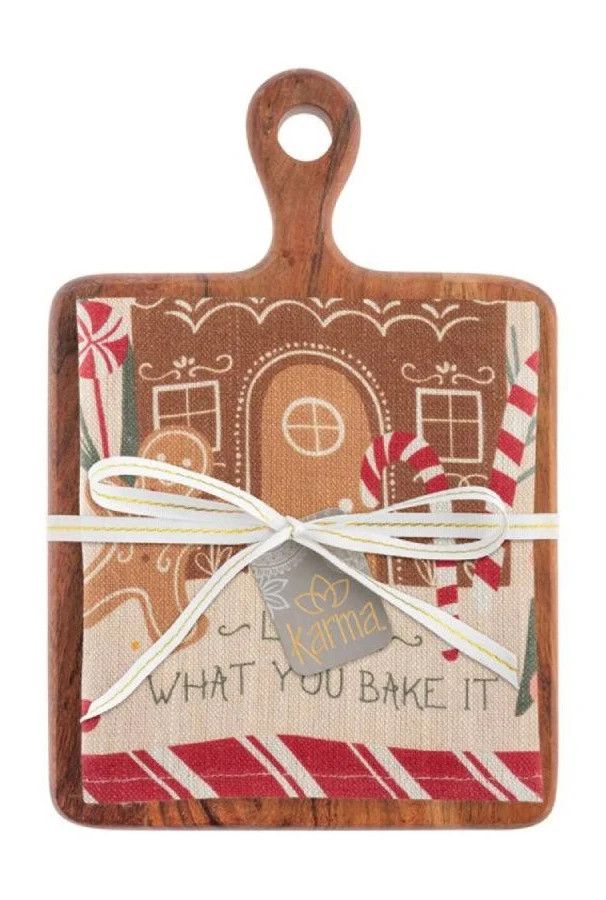 Holiday Cutting Board w/Tea Towel Gingerbread