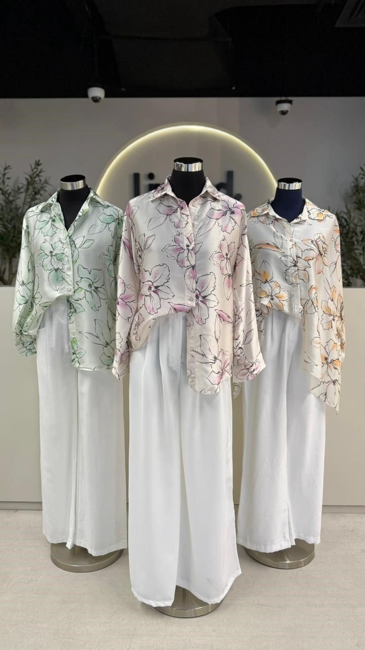 G 1729 FLORAL SATIN SHIRT