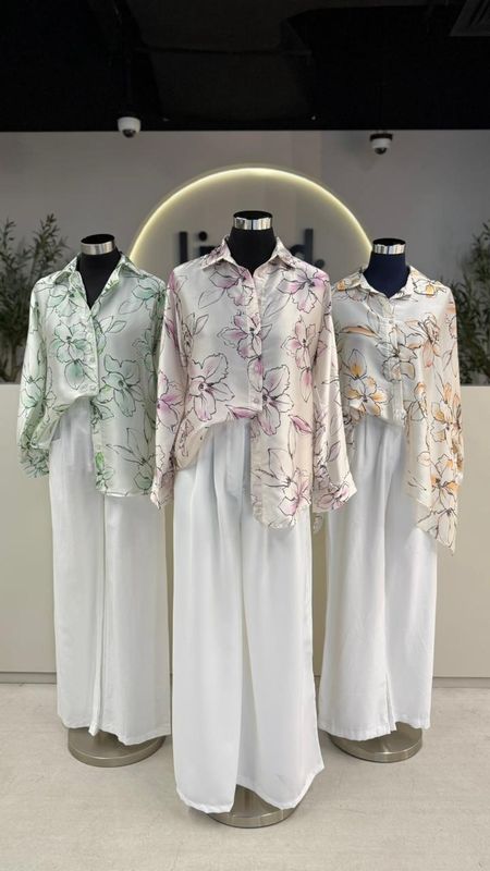 G 1729 FLORAL SATIN SHIRT