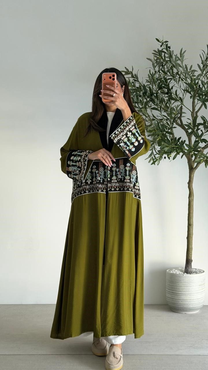 Abaya 1022, color: OLIVEGREEN, size: FREESIZE