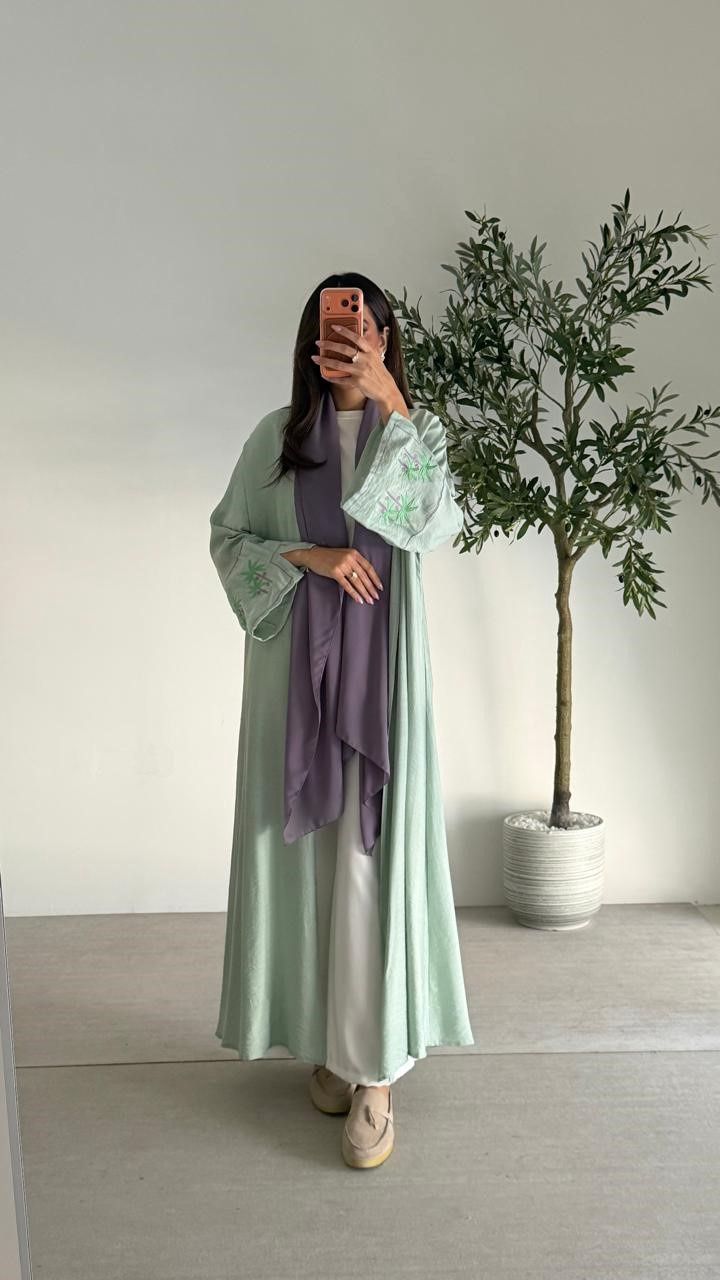 Abaya 1042  W/Shela, color: MINT, size: FREESIZE