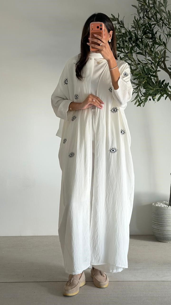 Abaya 1021  W/Shela, color: OFFWHITE, size: FREESIZE