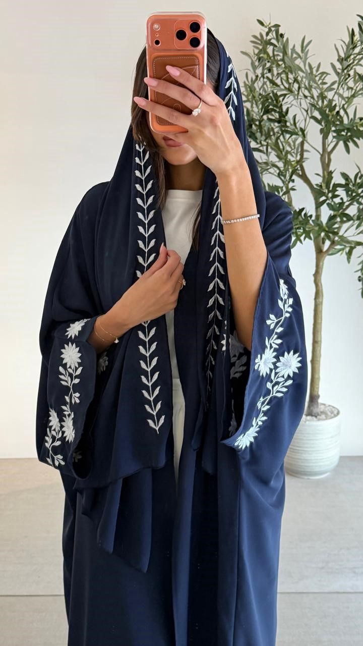 Abaya 1068  W/Shela, color: DARKBLUE, size: FREESIZE