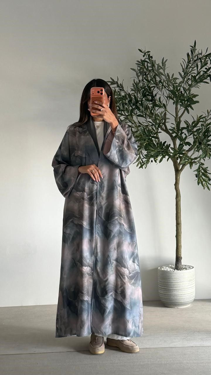 Abaya 1080  W/Shela, color: GREEN/BEIGE, size: FREESIZE