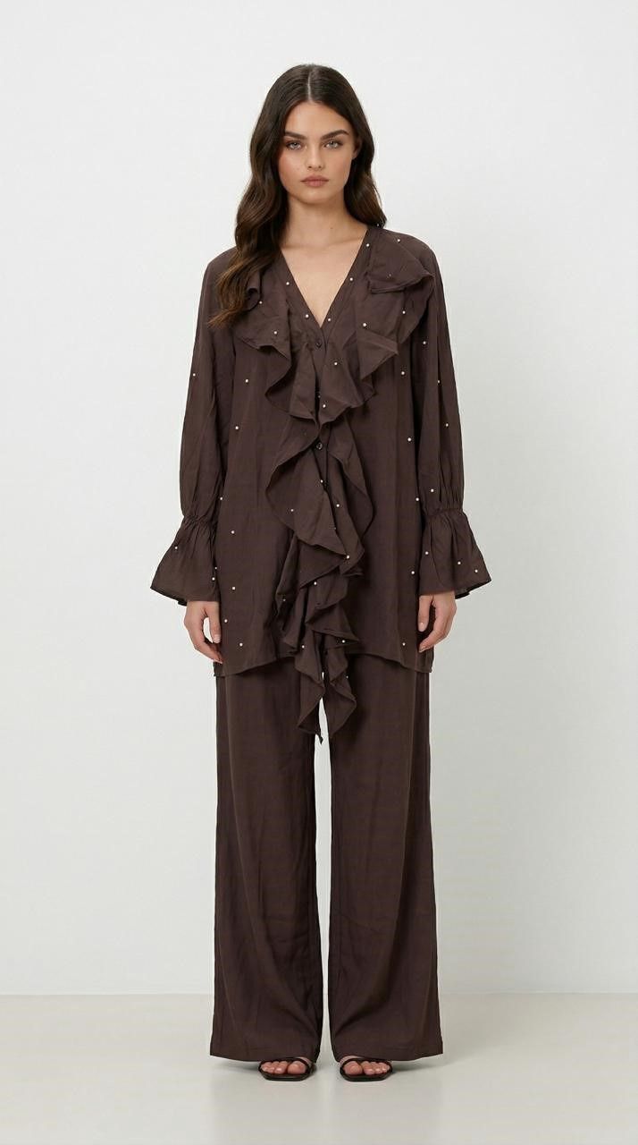 PANT P 51882, color: DARKBROWN, size: S-M