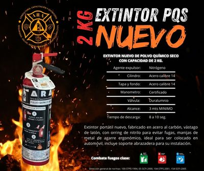 EXTINTOR NUEVO DE PQS CON CAPACIDAD DE 2KG