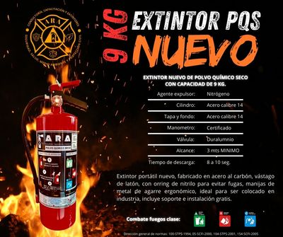 EXTINTOR NUEVO DE PQS CON CAPACIDAD DE 9 KG
