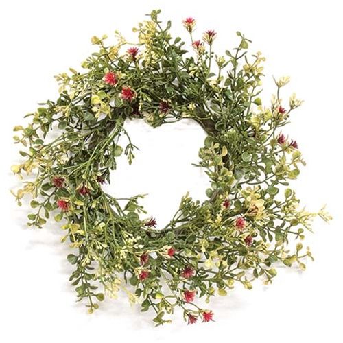 Ruby Fall Buds &amp; Baby&#39;s Grass Candle Ring, 4.5&quot;