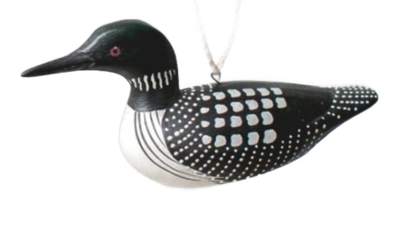 Hanging Loon - 2.5&quot;H  -Carved Wooden Ornament
