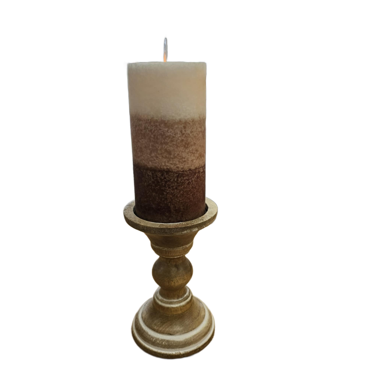 Brown &amp; White 3 Layers Moving Flame Mottled Candle 3x6