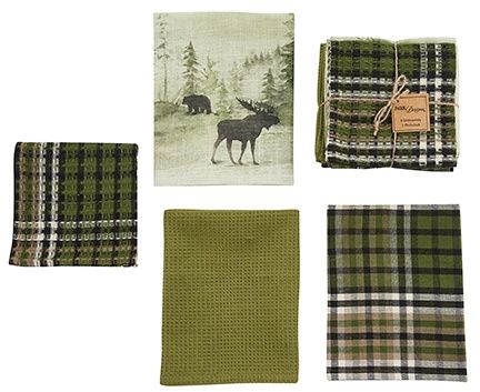 Watercolor Wildlife 3Dishtowel 1 Discloth Set