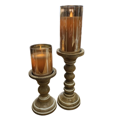 Amber Glass Cylinder Moving Flame LED Candle 3x6
