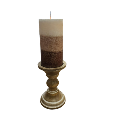 Brown &amp; White 3 Layers Moving Flame Mottled Candle 3x6