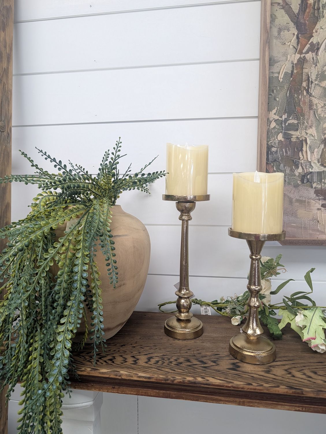 S/2 Aluminum Gold Pillar Candle Holder Set