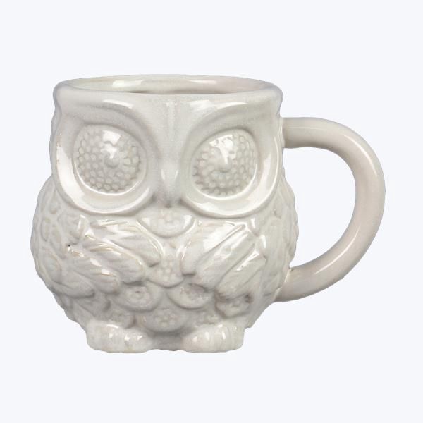 Stoneware White Glazed Owl13 oz Mug* Microwave and Dishwasher Safe