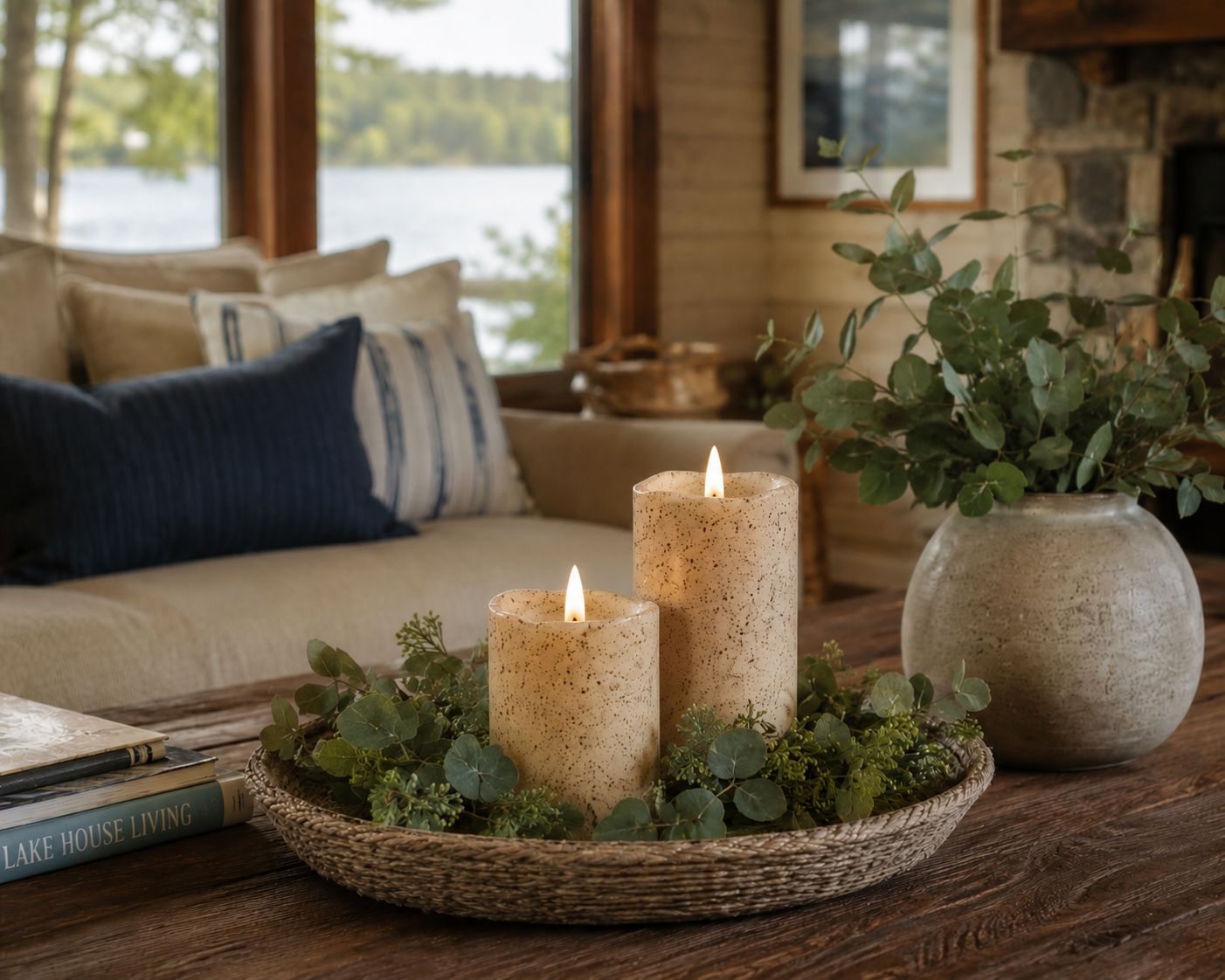 Serene Pillar Candle, Color: Rustic, Style: 4"