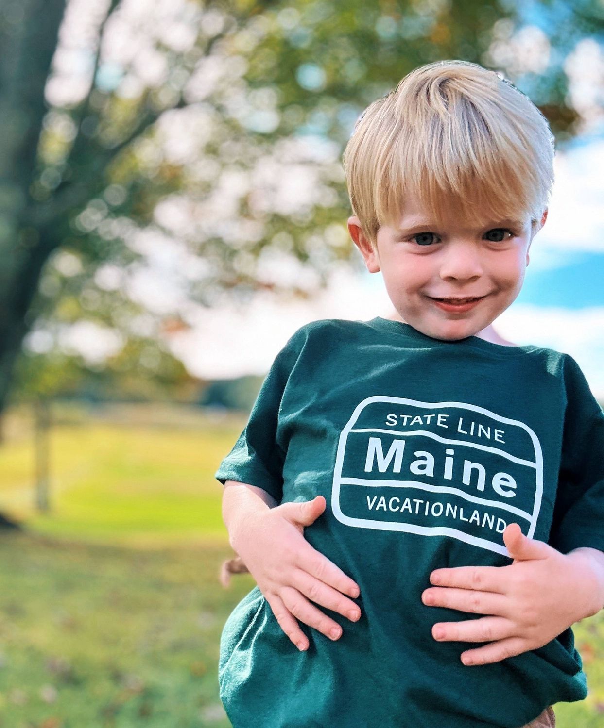 Maine State Line Sign Toddler Tee (2T-5/6T), Color: Forest Green, Size: 4T