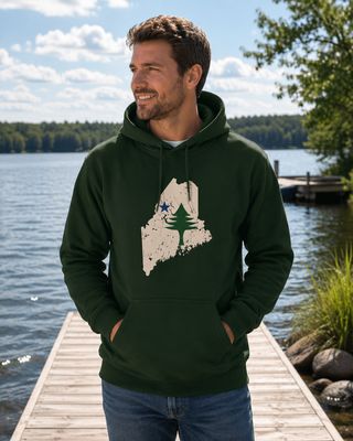 State of Maine Flag Dark Green Hoodie