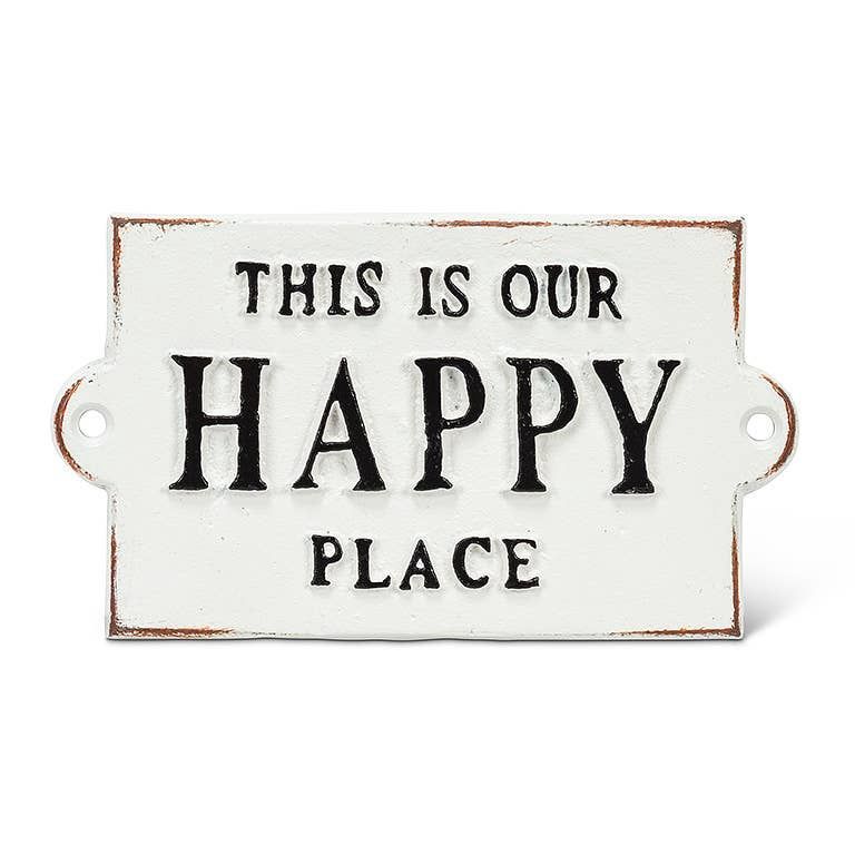 Happy Place Sign-White-5.5"L