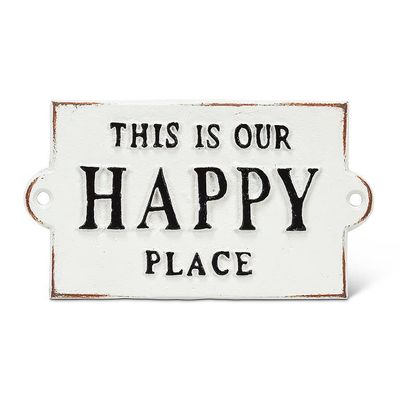 Happy Place Sign-White-5.5"L