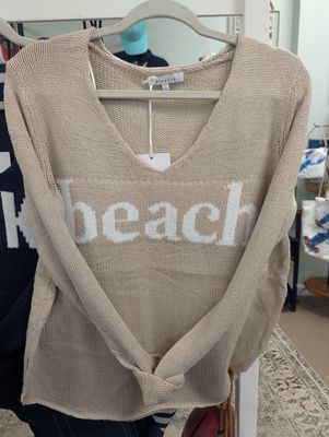 “Beach” Lightweight V-Neck Sweater