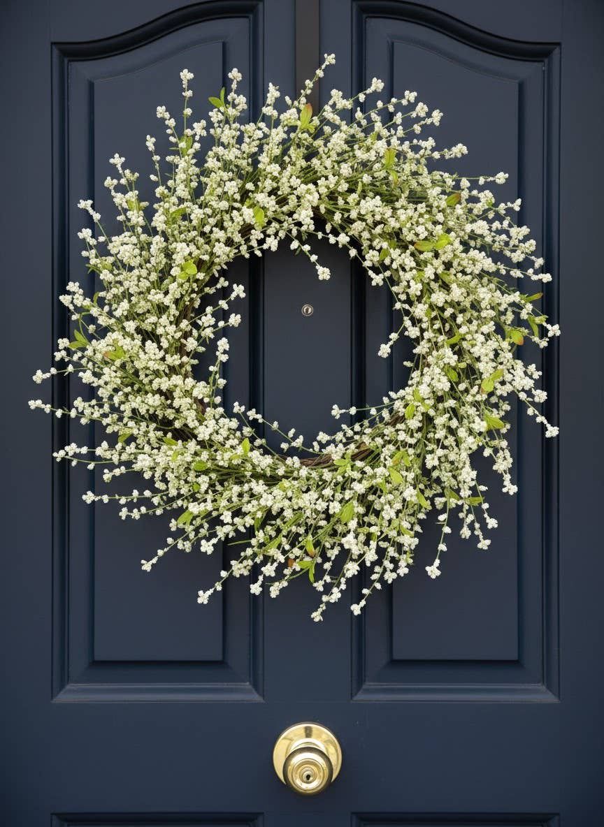Seeded Bridal Veil Wreath 24in