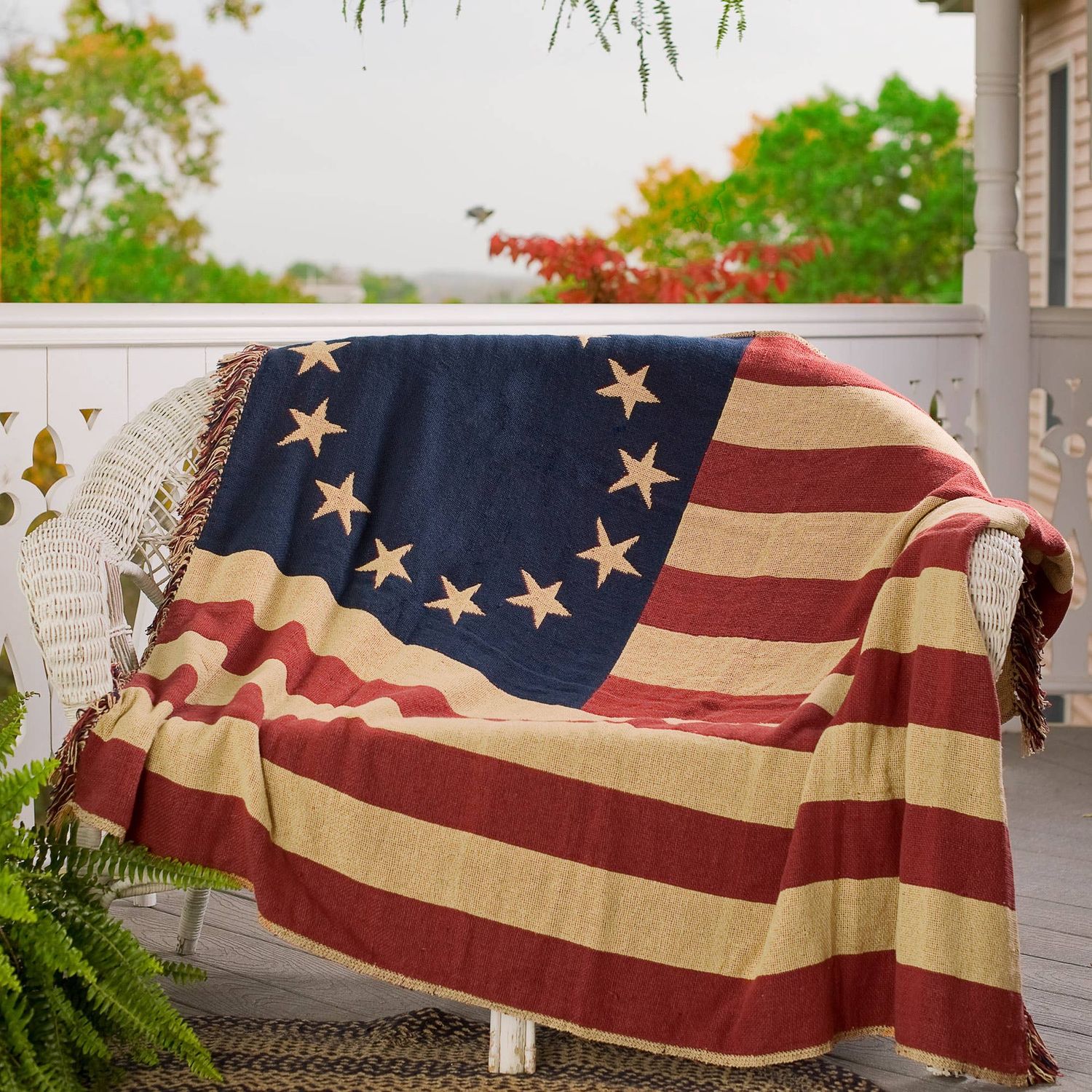 Americana Flag Woven Throw Woven Blanket 50x60 Old Glory