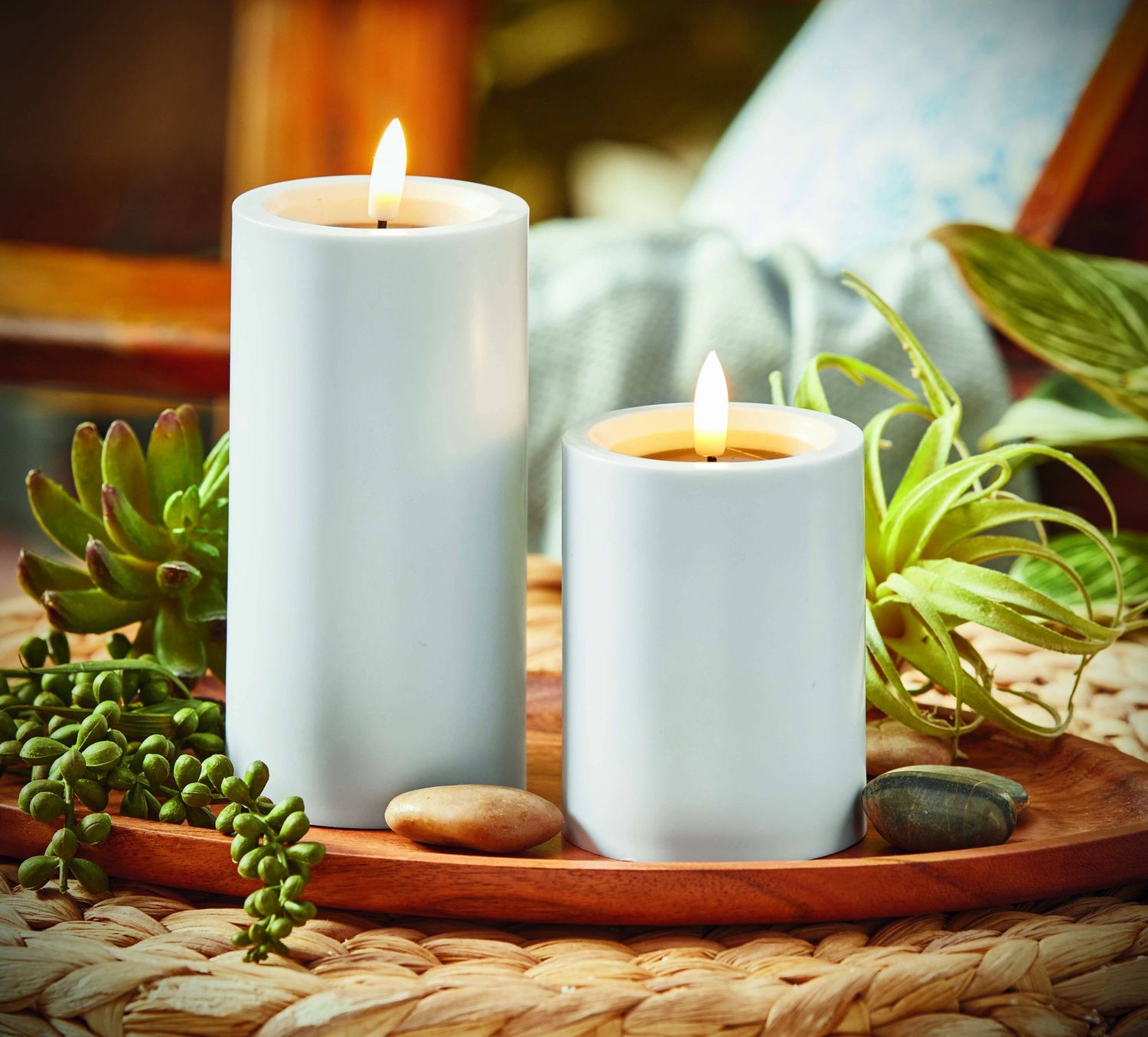 Outdoor Solar Pillar Candle 3X6 White Plastic Everyday