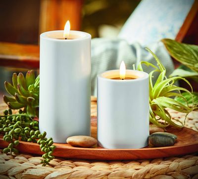 Outdoor Solar Pillar Candle 3X6 White Plastic Everyday