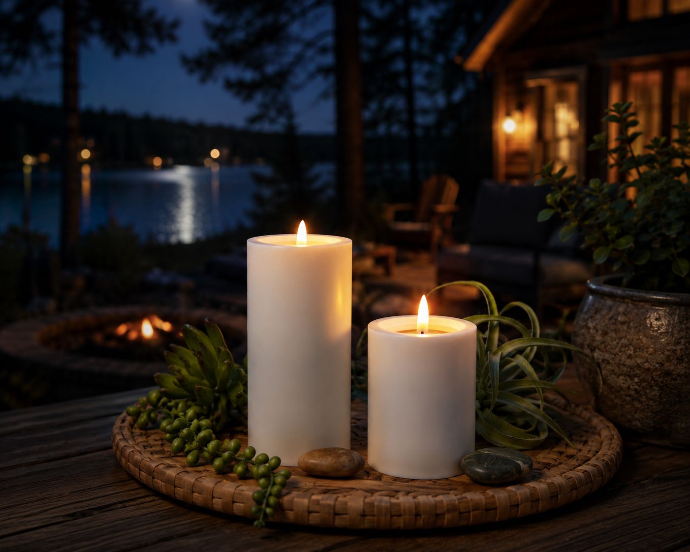 Outdoor Solar Pillar Candle 3X6 White Plastic Everyday