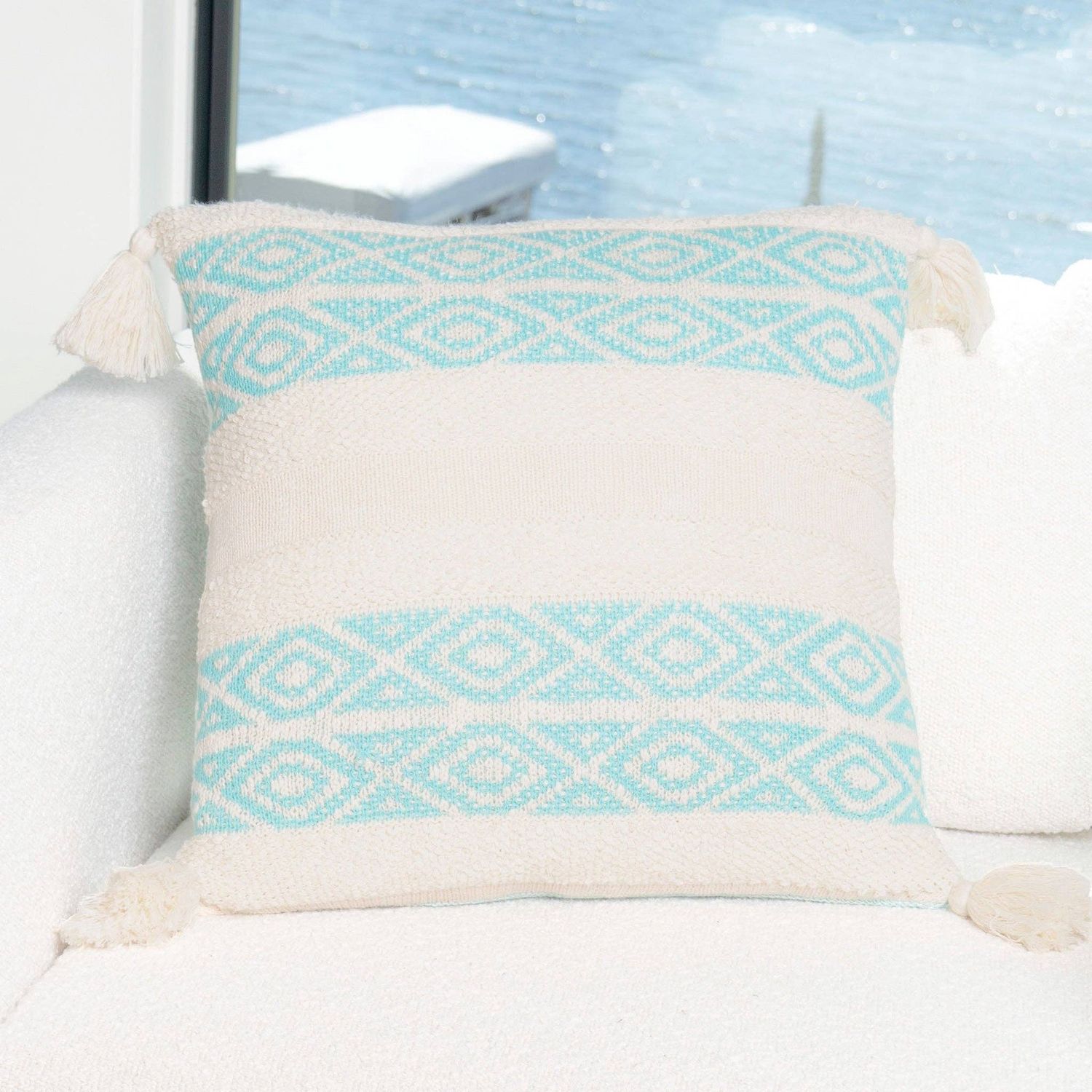 Necalli 18X18" Reversible Striped Cotton Throw Pillow(1)