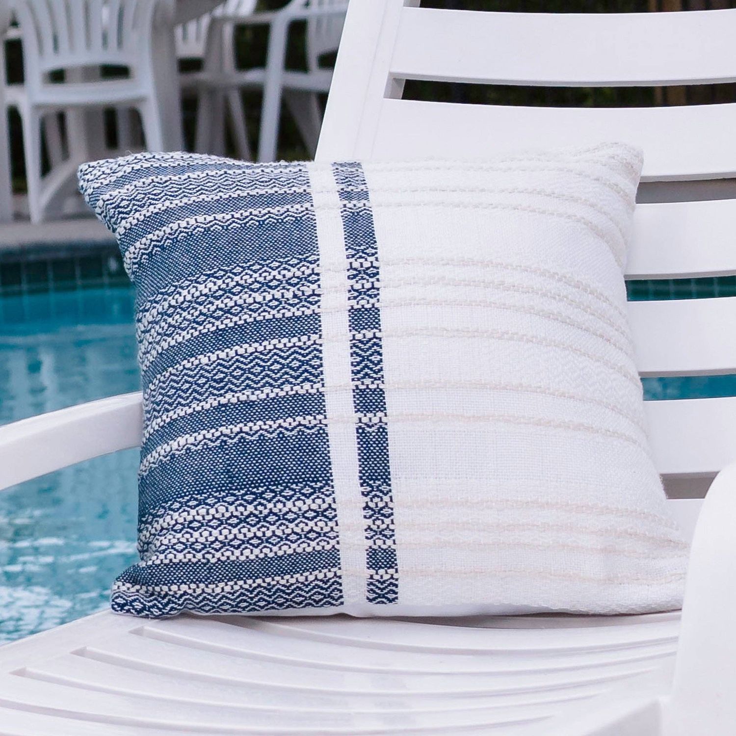 Genevieve 18X18" Handwoven Striped In/Outdoor Throw Pillow(1)(1)