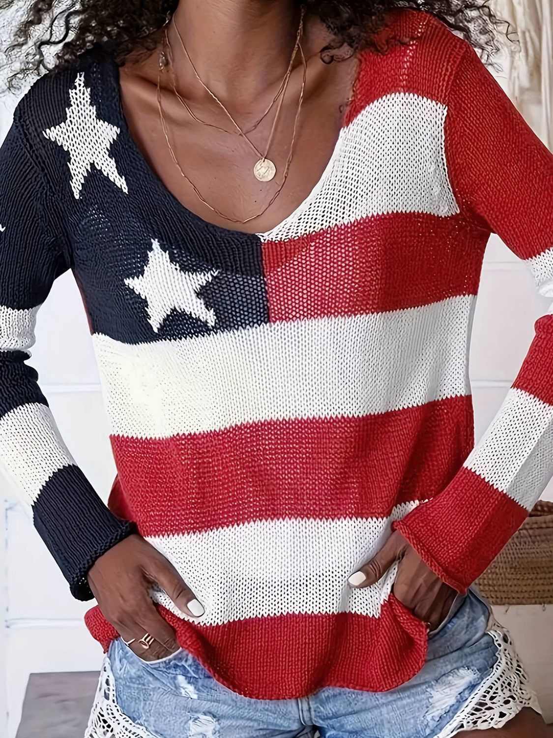 Knit American Flag Sw