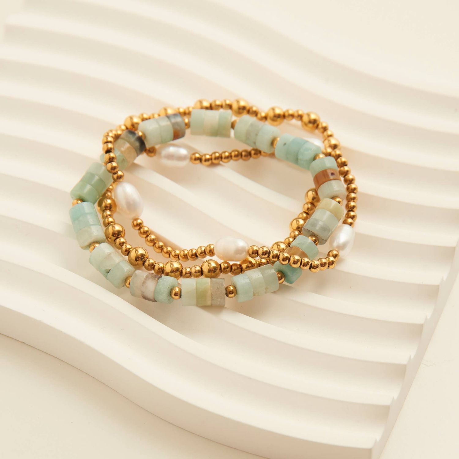 Narelle Waterproof Pearl Bracelet Set, Color: Gold